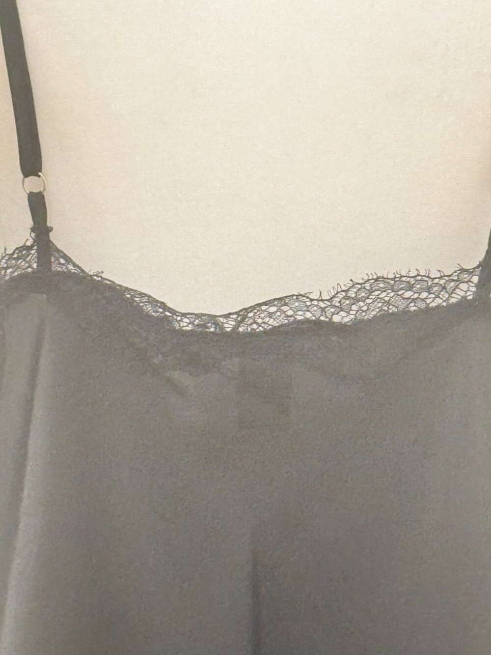 Victoria's Secret Black Satin Lace Trim Chemise Slip Dress Large EUC - Picture 6 of 10